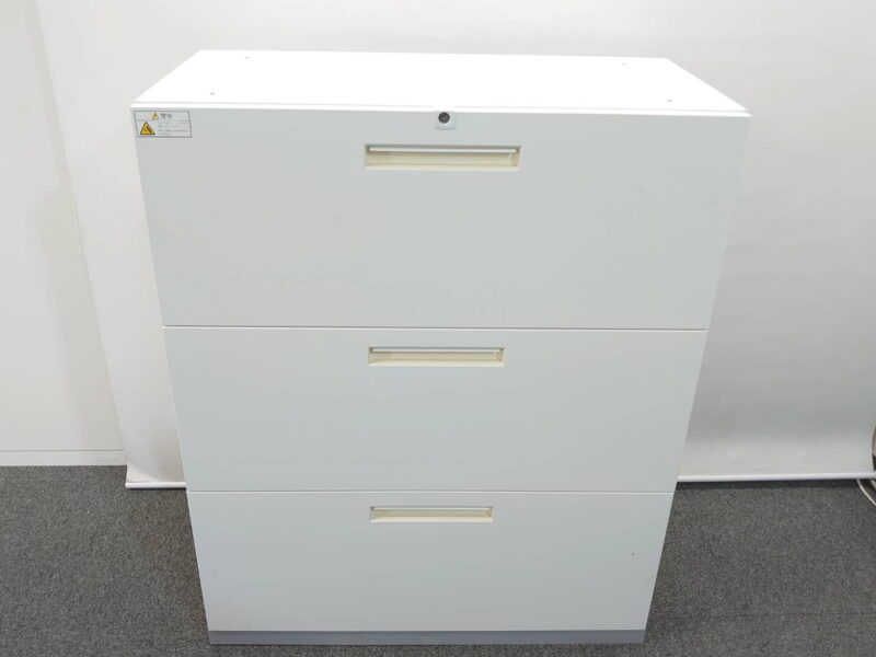 イナバ Inaba TF 11-9045 ラテラル書庫 ３段 キャビネット Cabinet スチール書庫 ラテラルキャビネット 引き出し書庫 ベース付  収納庫 本棚 書棚 オフィス収納 国産 【中古オフィス家具】【中古】